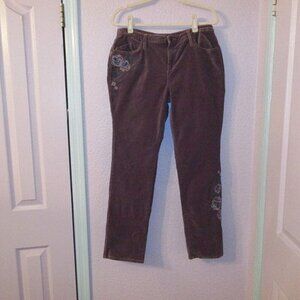 Sundance Catalog Women Posh Velveteen Jeans Size 31 Embroidered Straight Stretch